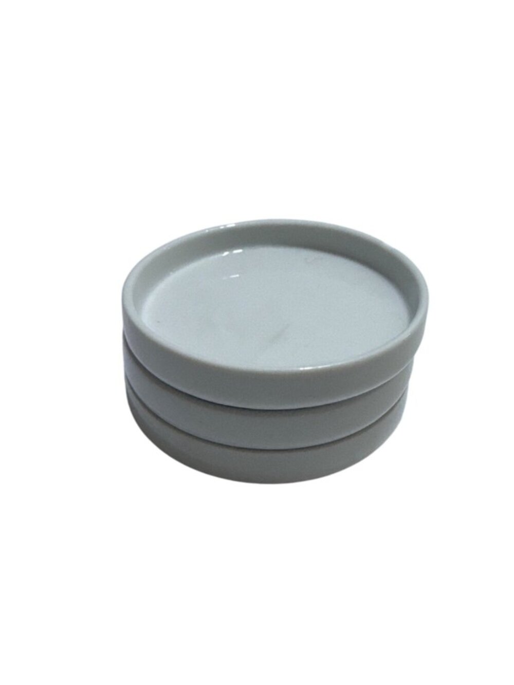 Ceramic Stackable White Sauce Plates Set Of 3 4 in Compact Design Dishware
